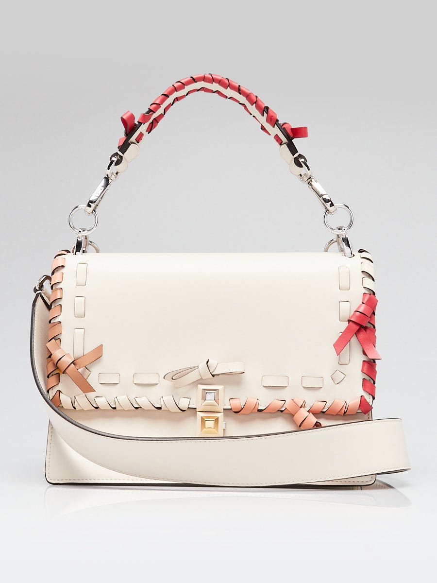 Fendi Light Beige/Pink Nappa Leather Bow Kan I Medium Shoulder Bag 8BT283