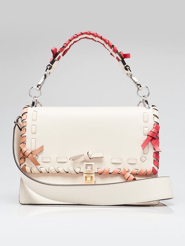 Fendi Light Beige/Pink Nappa Leather Bow Kan I Medium Shoulder Bag 8BT283