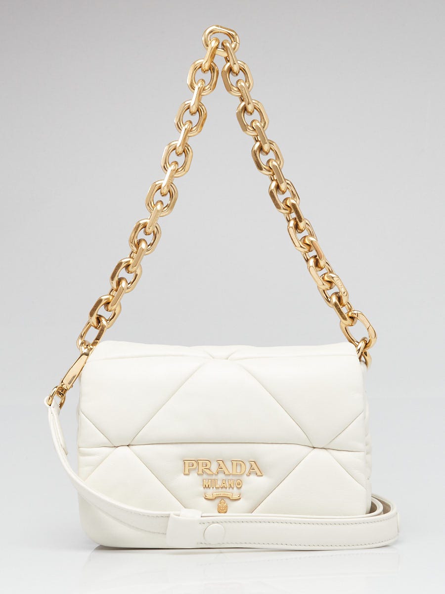 ショルダーバッグ・ポシェット PRADA QUILTED NAPPA SHOULDER BAG PRADA QUILTED NAPPA GOLD TRIANGLE SHOULDER BAG 1BD333 BLACK