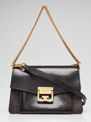 Givenchy Black/Grey Leather/Suede GV3 Small Crossbody Bag