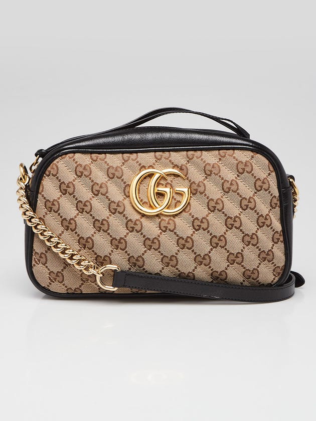 Gucci Beige/Ebony GG Diagonal Quilted Canvas Marmont Small Camera