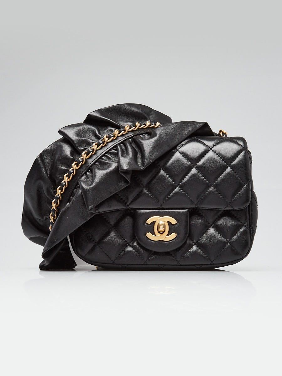 Chanel Black Quilted Lambskin Leather Romance Mini Flap Bag