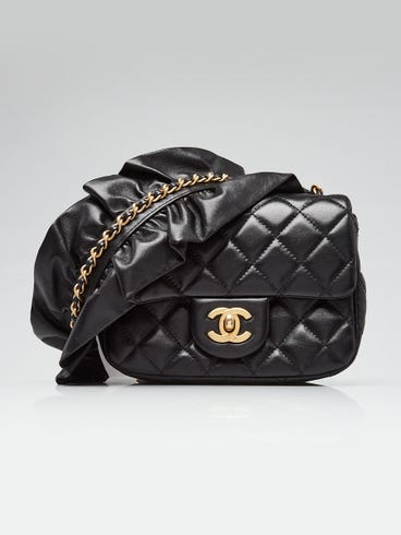 Chanel Black Quilted Lambskin Leather Romance Mini Flap Bag