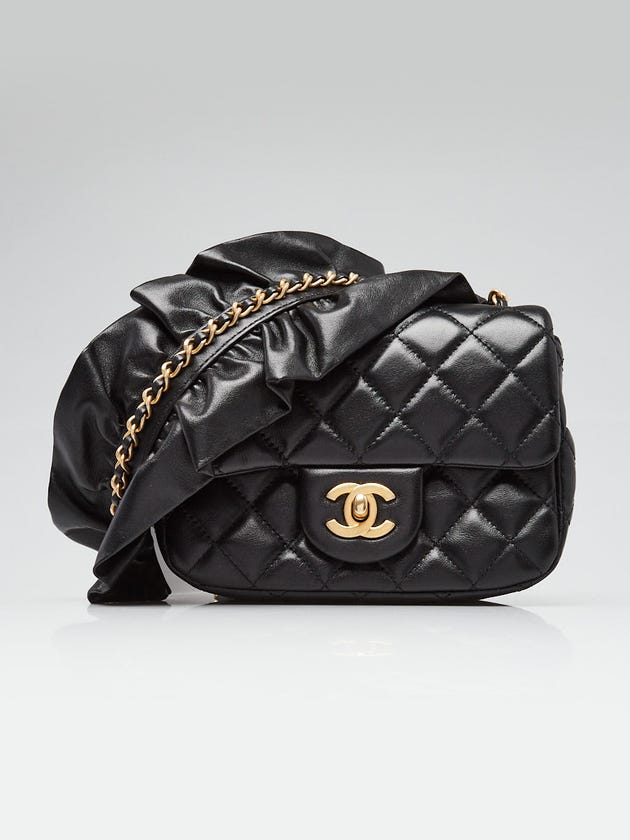Chanel Black Quilted Lambskin Leather Romance Mini Flap Bag