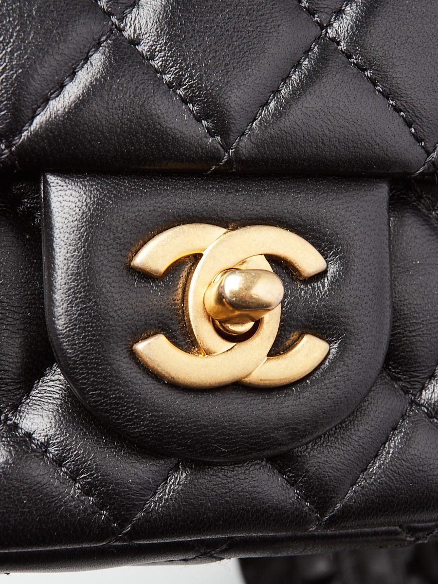 Chanel Black Quilted Lambskin Leather Romance Mini Flap Bag