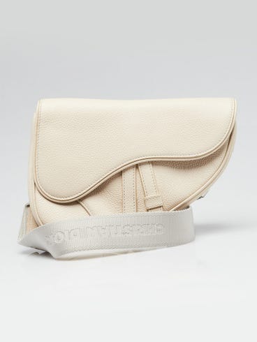 Christian Dior White Pebbled Leather Mini Saddle bag