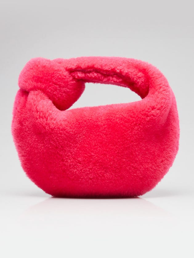 Bottega Veneta Bright Pink Shearling Mini Jodie Bag