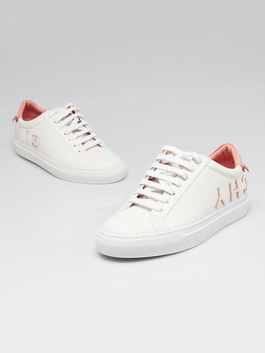 Givenchy White/Salmon Leather Urban Street Sneakers Size 4./35