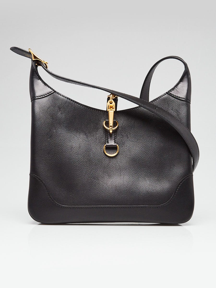 Hermes Black Evercolor Leather Gold Plated Trim Duo 24 Bag