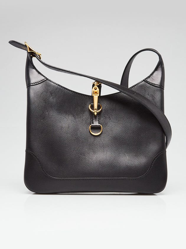 Hermes Black Evercolor Leather Gold Plated Trim Duo 24 Bag