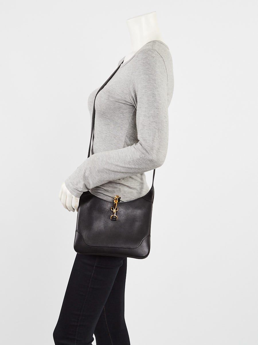 Hermes Black Evercolor Leather Gold Plated Trim Duo 24 Bag