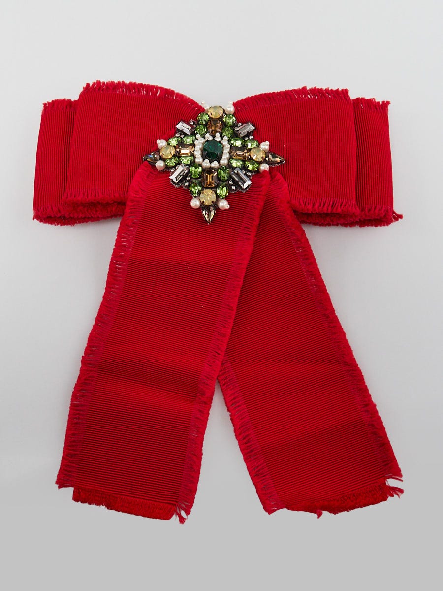 Gucci Red Grosgrain Ribbon Brooch | Yoogi's Closet