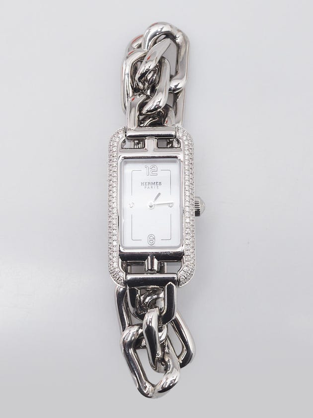 Hermes 17mm Stainless Steel and Diamond Jete De Diamants Nantucket Quartz Watch