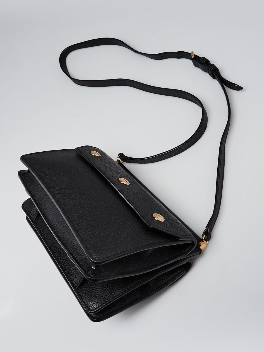 Burberry Black Pebbled Leather Small Title Tote Bag