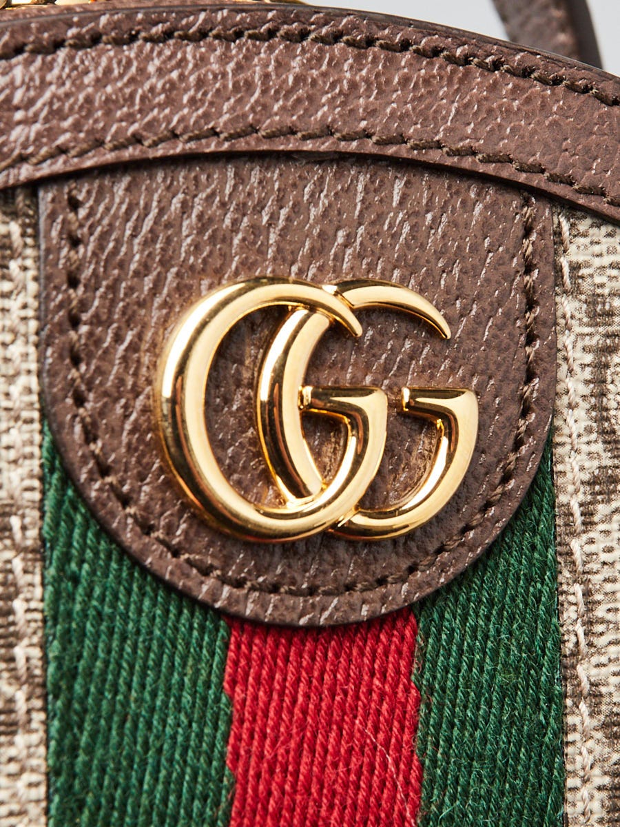 Gucci Beige GG Supreme Coated Canvas Ophidia Mini Oval Shoulder