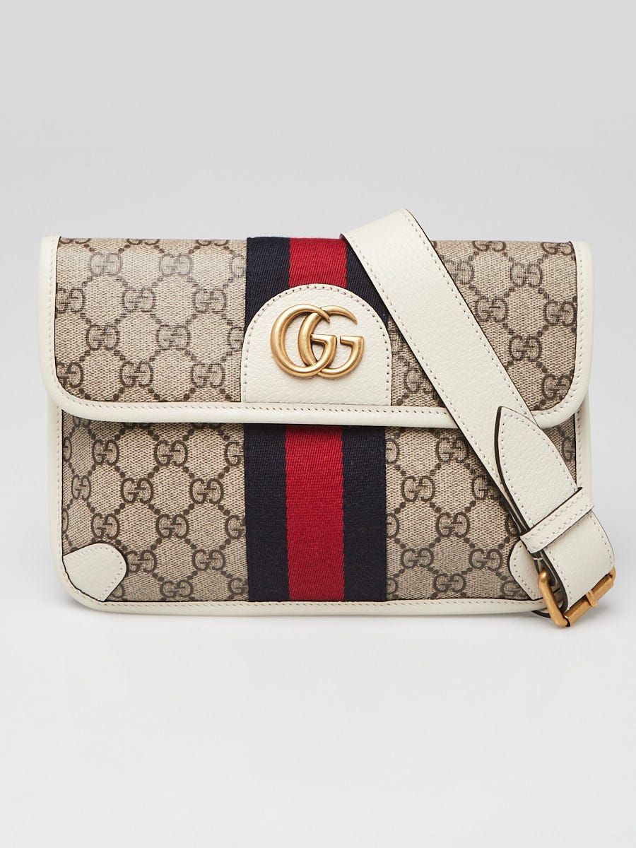 Gucci White/Beige GG Supreme Canvas Ophidia Belt Bag Size 85/34