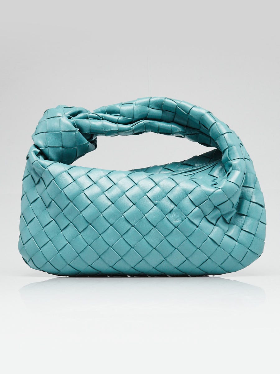 Bottega Veneta Teal Intrecciato Woven Leather Small Jodie