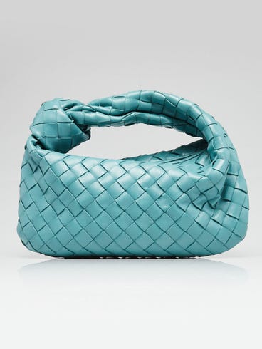 Bottega Veneta Teal Intrecciato Woven Leather Small Jodie Bag
