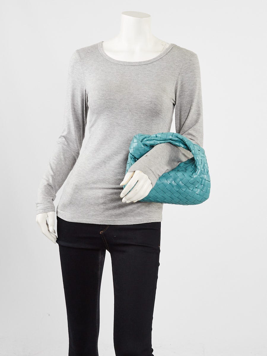 Bottega Veneta Teal Intrecciato Woven Leather Small Jodie Bag