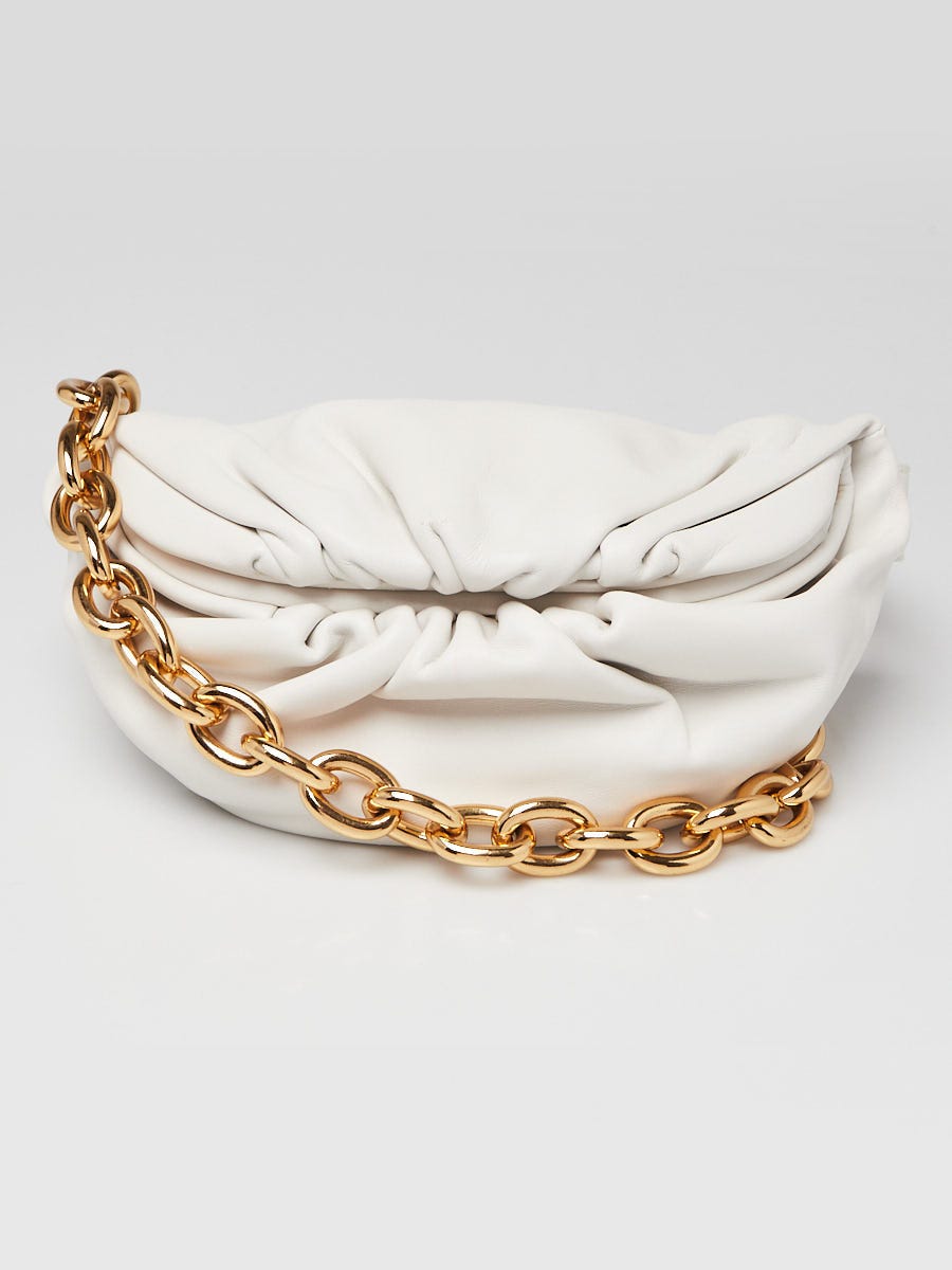 Bottega Veneta White Leather Pouch Chain Belt Bag | Yoogi's