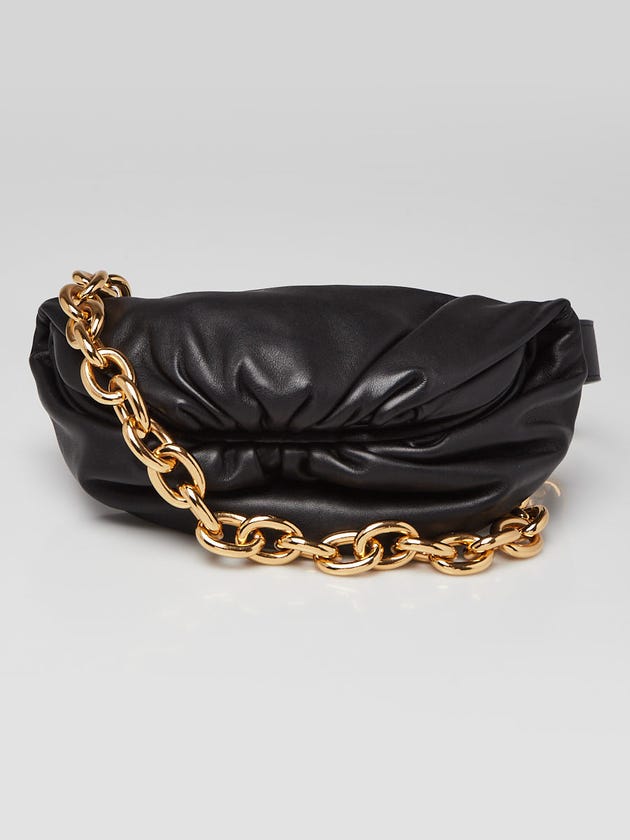 Bottega Veneta Black Leather Pouch Chain Belt Bag