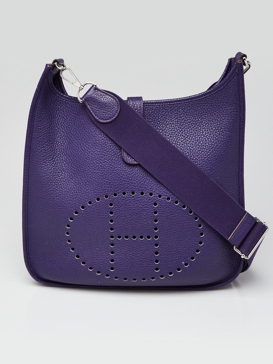Hermes Ultraviolet Clemence Leather Evelyne III GM Bag