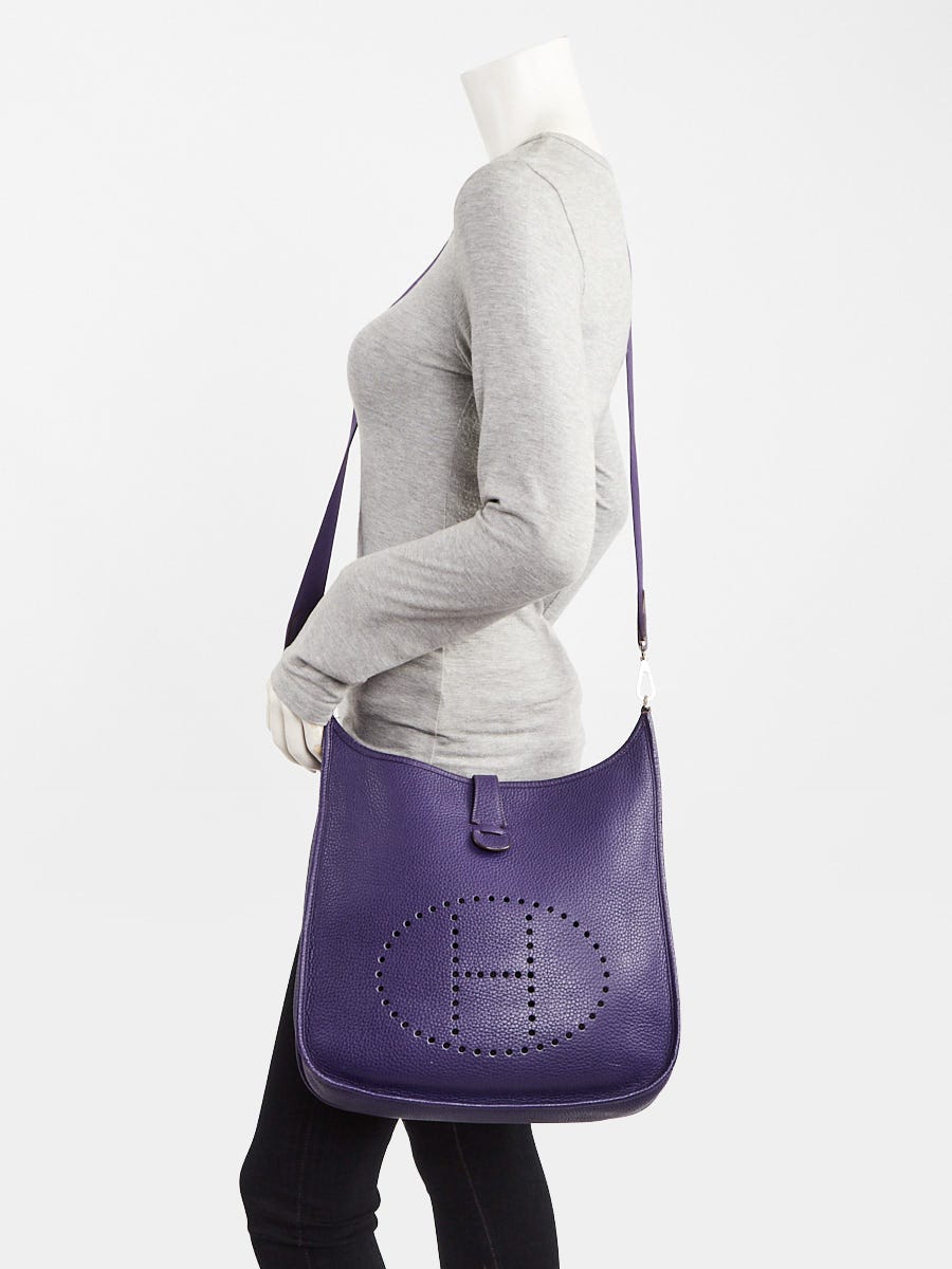 Hermes Ultraviolet Clemence Leather Evelyne III GM Bag