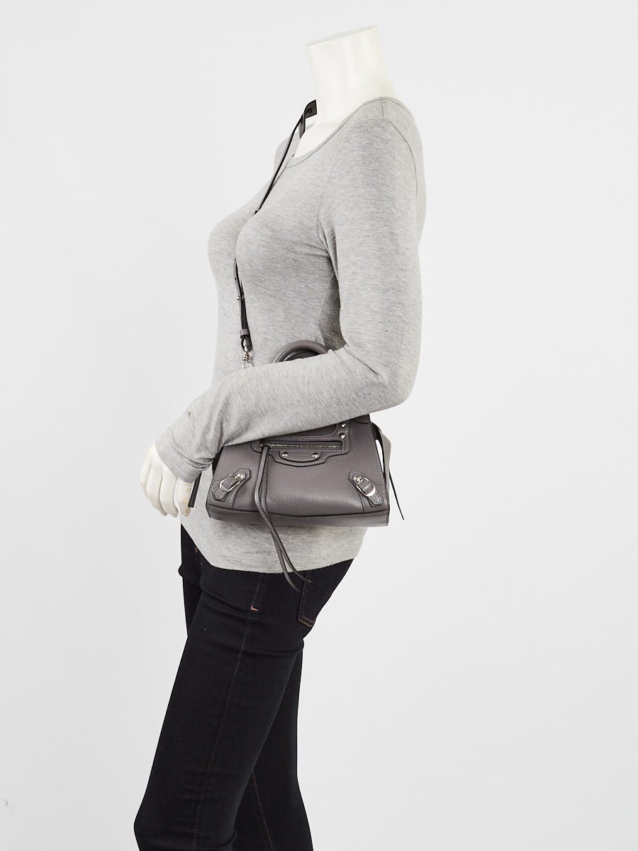 【送料&関税込】Balenciaga Charcoal Leather Neo Classic City Balenciaga Dark Grey Grained Calfskin Leather Neo Classic