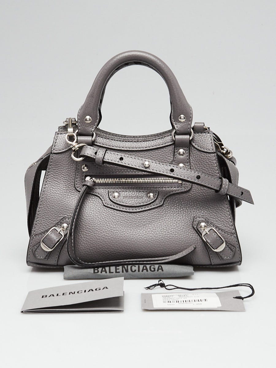 【送料&関税込】Balenciaga Charcoal Leather Neo Classic City Balenciaga Dark Grey Grained Calfskin Leather Neo Classic
