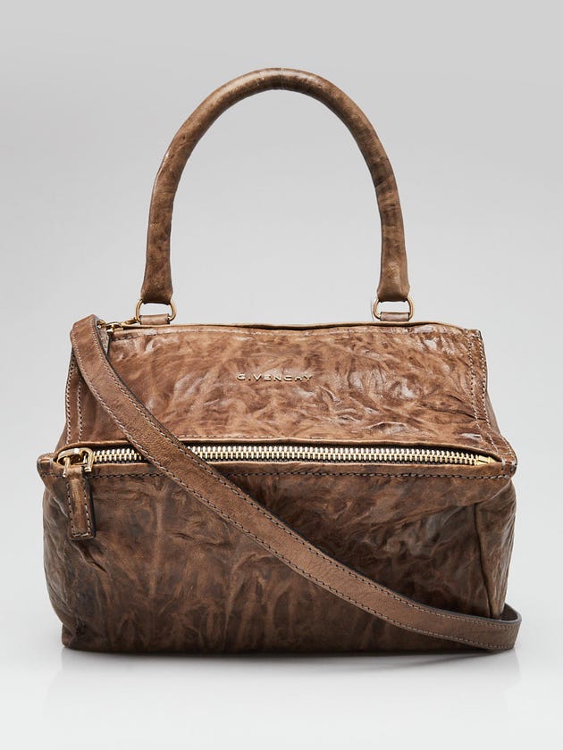 Givenchy Charcoal Wrinkled Sheepskin Leather Small Pandora Bag