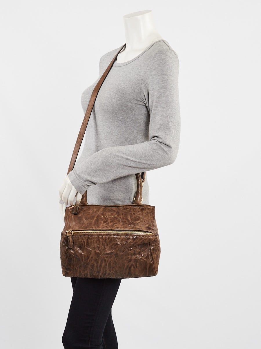 Givenchy Charcoal Wrinkled Sheepskin Leather Small Pandora Bag