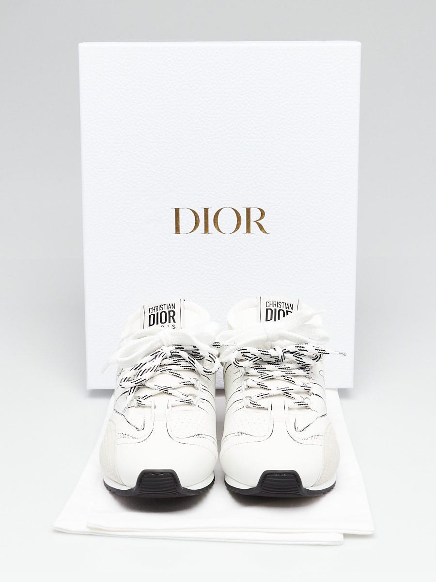 Christian Dior White Nylon Calfskin Leather D-Sketch Sneaker