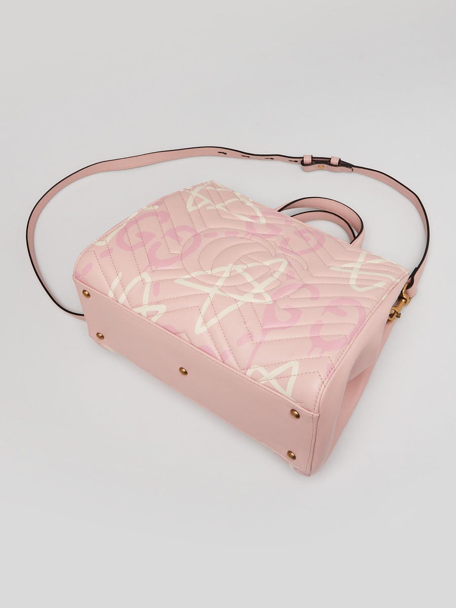 Gucci Pink Quilted Leather Marmont Ghost Top Handle Small Satchel