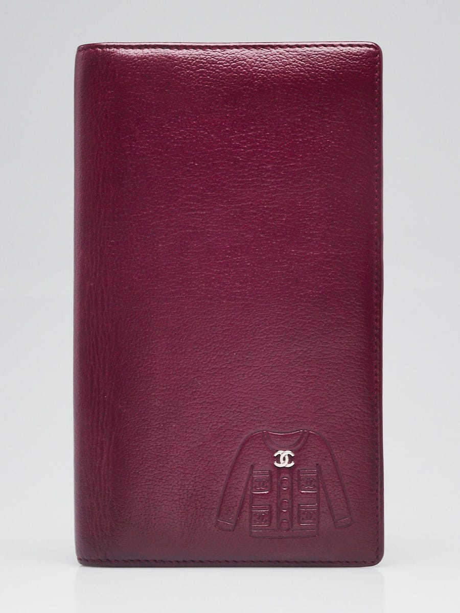 Chanel Purple Leather  Jacket Embossed L Yen Wallet