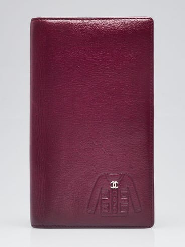 Chanel Purple Leather Jacket Embossed L Yen Wallet