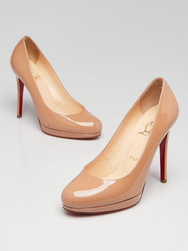 Christian Louboutin Beige Patent Leather Simple 100 Pumps Size 5/35.5