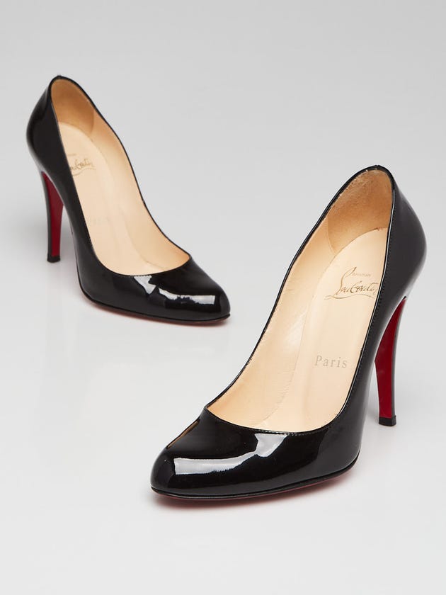 Christian Louboutin Black Patent Leather Ron Ron 100 Heels Size 5.5/36