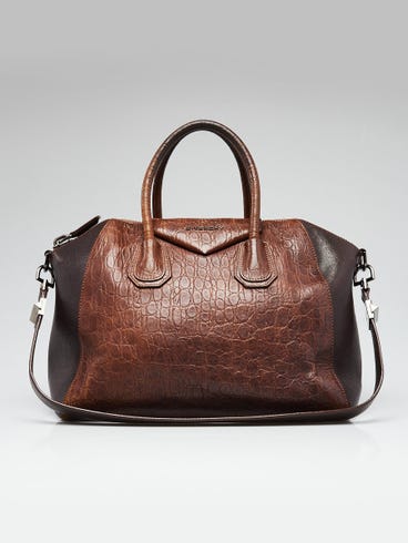 Givenchy Brown Embossed Leather Medium Antigona Bag