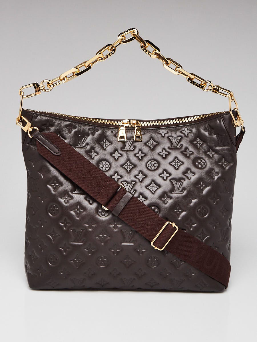極美品 LOUIS VUITTON デルモニコ エピストレッチ ノワール Louis Vuitton Chocolate Monogram Embossed Lambskin Leather Coussin