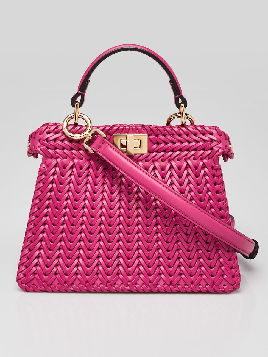 Fendi Ciclamino Pilar Nappa Intreccio Vitello Leather Petite