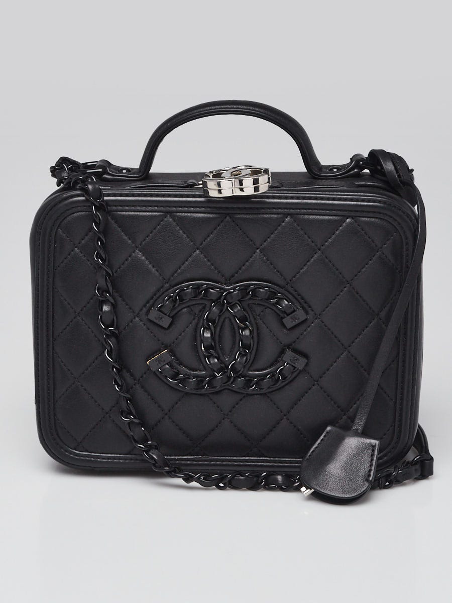 Chanel Black Quilted Lambskin Leather So Black Chain Around