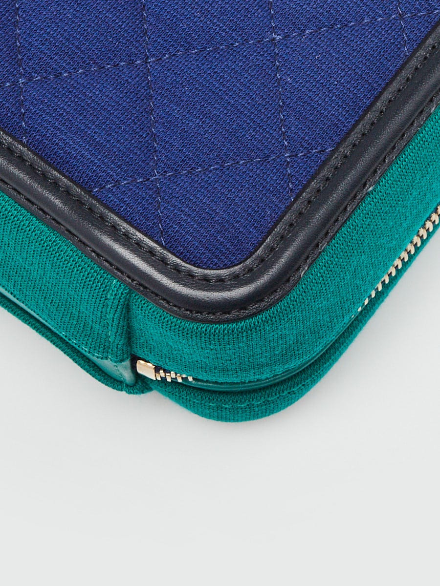 Chanel Blue/Green/Black Quilted Jersey Fabric Filigree Small