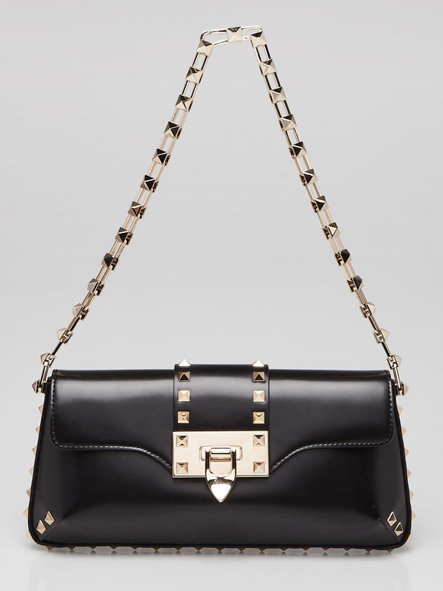 Valentino Black Brushed Leather Rockstud Shoulder Bag