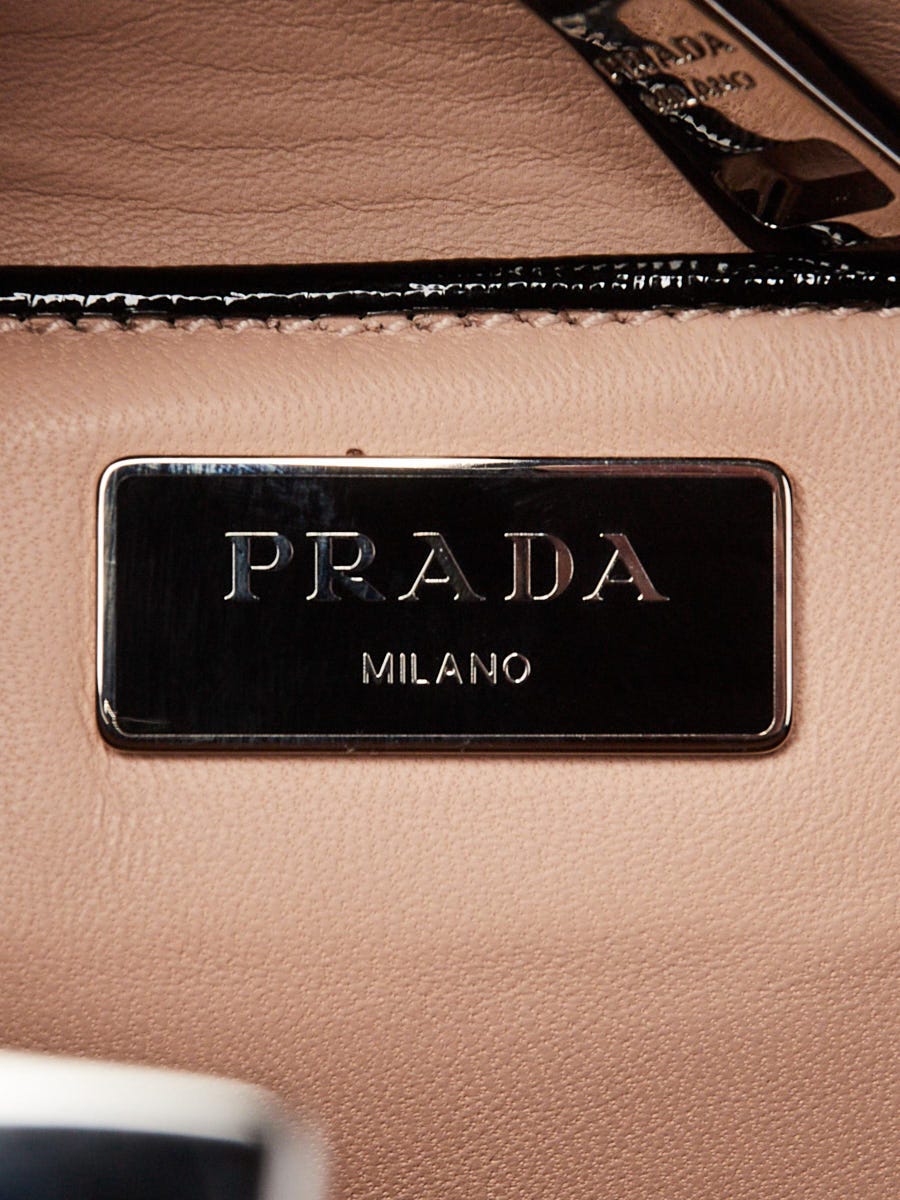 Prada Black Saffiano Vernice Leather Crystal Studded Frame Prada Black Saffiano Vernice Leather Crystal Studded Frame