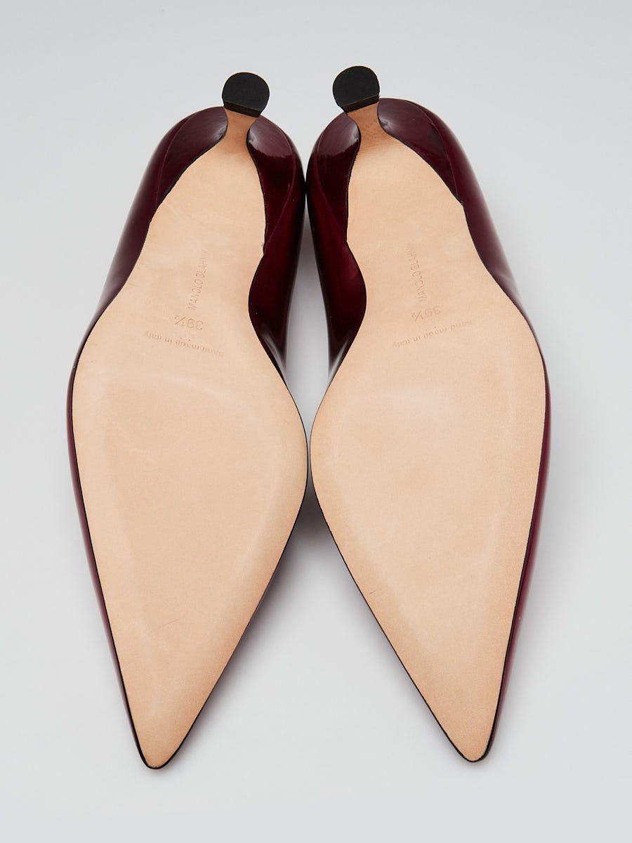 Manolo Blahnik Metallic Dark Pink BB 50 Pointed Toe Pumps Size 9/39.5