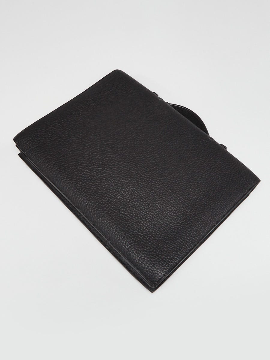 Hermes 38cm Black Fjord Leather Palladium Plated Sac a Depeches