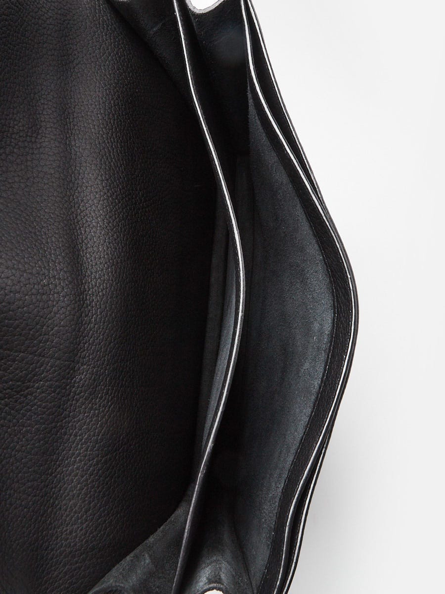 Hermes 38cm Black Fjord Leather Palladium Plated Sac a Depeches