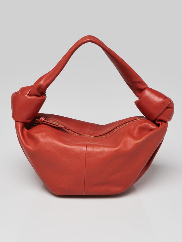 Bottega Veneta Orange Leather Double Knot Mini Shoulder Bag