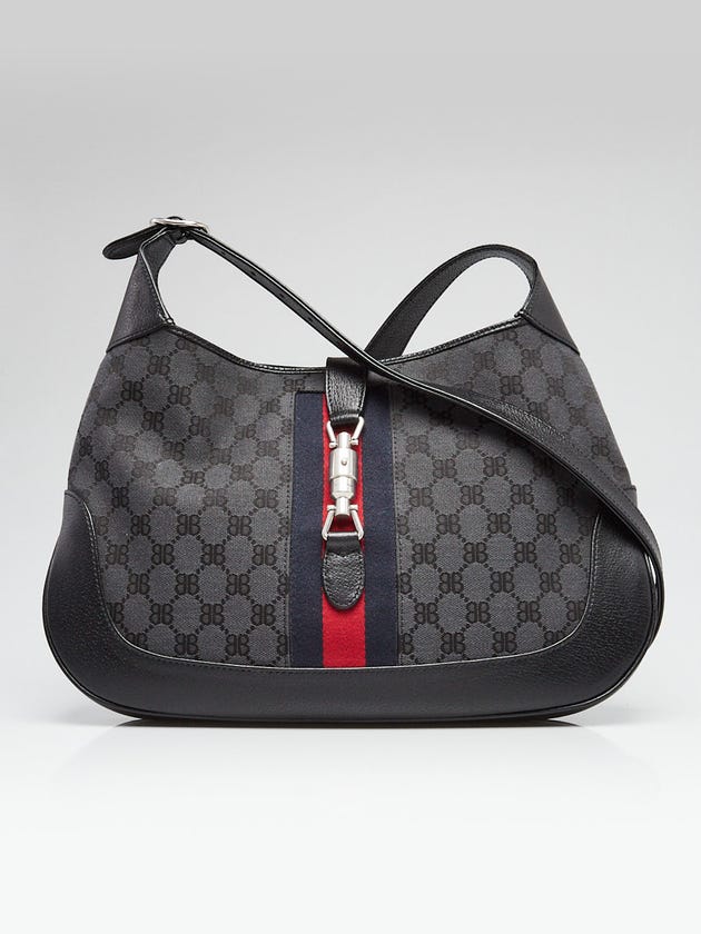 Balenciaga x Gucci Grey/Black Canvas/Leather The Hacker Project 1961 Medium Jackie Bag