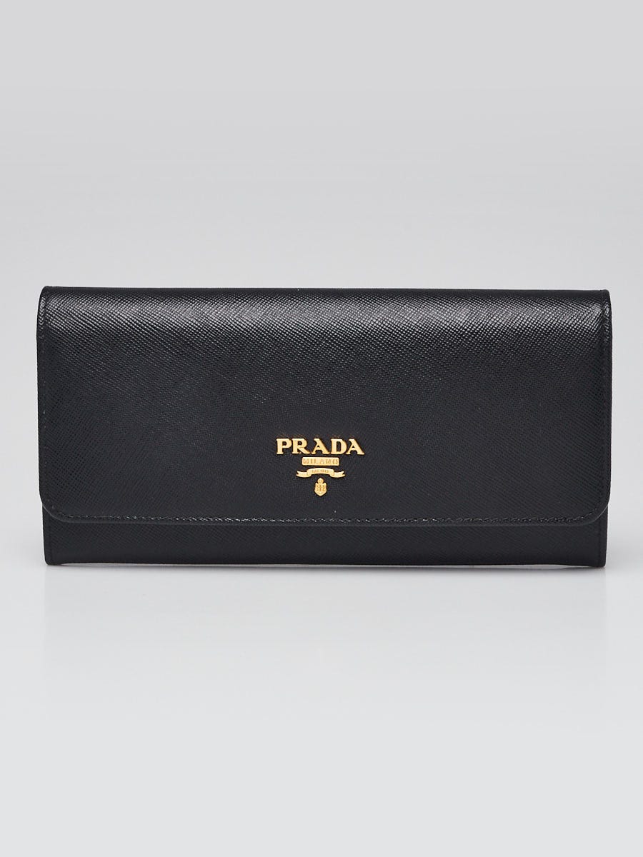 Prada Black/Multicolor Saffiano Leather Large Flap Wallet